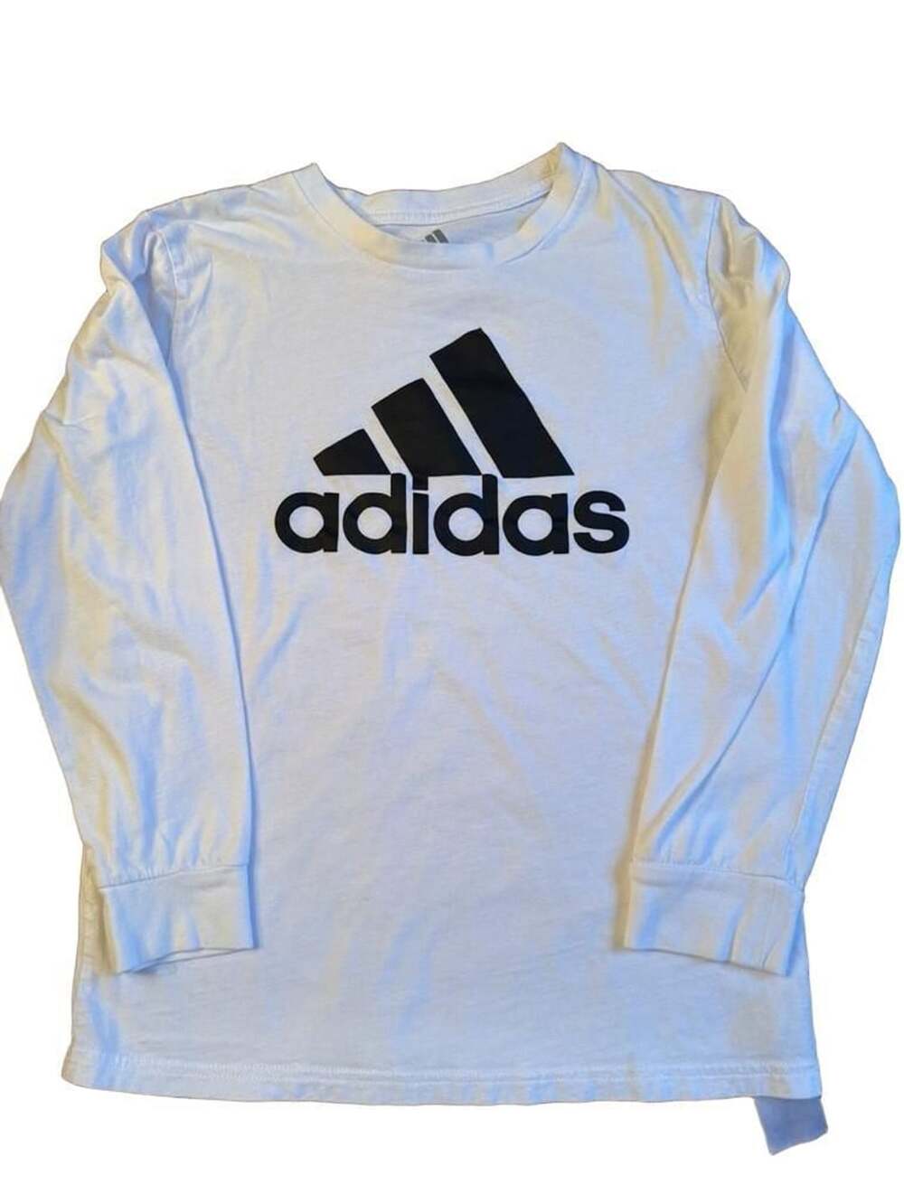 Adidas Boys Long Sleeve White Cotton T-Shirt Size Medium h1384